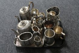 A tray of silver plated pieces