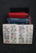 A box of albums of stamps, Stanley Gibbons books,