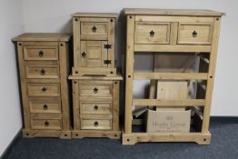 A pine five drawer narrow chest,