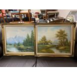 Two gilt framed oils of alpine landscapes