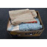 A box of antique and later bed linen,