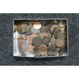 A tin of a quantity of Georgian and Victorian pennies and half pennies,