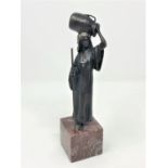 After Franz Bergman, A patinated bronze figure of a woman carrying an urn, stamped B within vase,