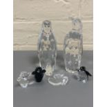 Two Swarovski Crystal figures : Mother and Father penguin, unboxed,