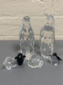 Two Swarovski Crystal figures : Mother and Father penguin, unboxed,