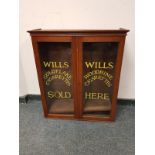 A Victorian and later display cabinet with "Wills Cigarettes" display,