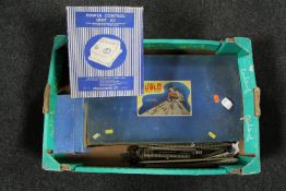 A box of Hornby OO train set in box, track, Meccano power control unit,