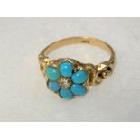 An 18ct gold turquoise and diamond ring