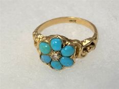 An 18ct gold turquoise and diamond ring