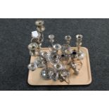 A tray of plated candelabrum,