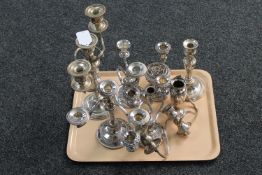 A tray of plated candelabrum,