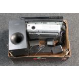 A box of Sanyo projector, Samsung DVD player,
