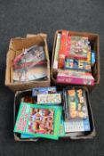 Two boxes of board games, children's toys,