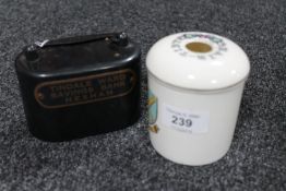 A W. H. Goss souvenir china Hair-Tidy lidded pot - Hexham, together with a Taylor, Law & Co.