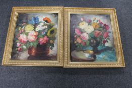 A pair of continental school still life oils on canvas