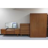 A three piece mid 20th century Teak Avalon bedroom suite