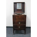 A George III inlaid mahogany wash stand commode