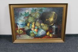 A 20th century continental school oil on canvas, still life, signed E.