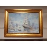 John Clymer : Sailing ship's at San Francisco, oil on canvas,