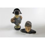 Two antique hand painted chalk busts of Napoleon and Dante