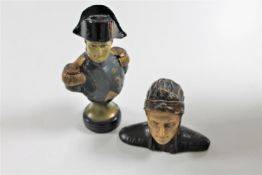 Two antique hand painted chalk busts of Napoleon and Dante