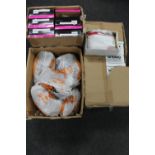 Three boxes of Hi Top trainer's and lady's shoes