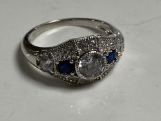 A sterling silver Art Deco style ring,