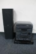 A Sony hi/fi system with speakers and a Philips CD player