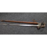 A British 1897 pattern infantry sword in leather scabbard