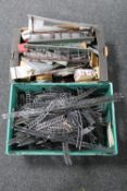 Two boxes of model railway track and buildings