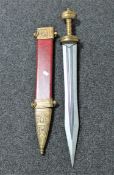 A reproduction Roman gladius in sheath