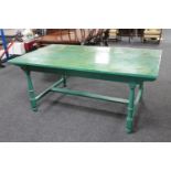A painted reclaimed pine farmhouse kitchen table