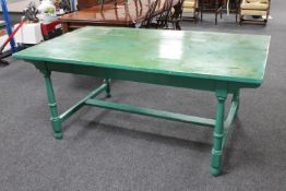 A painted reclaimed pine farmhouse kitchen table