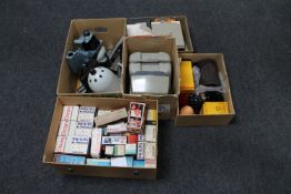 Six boxes of vintage projectors and developing equipment