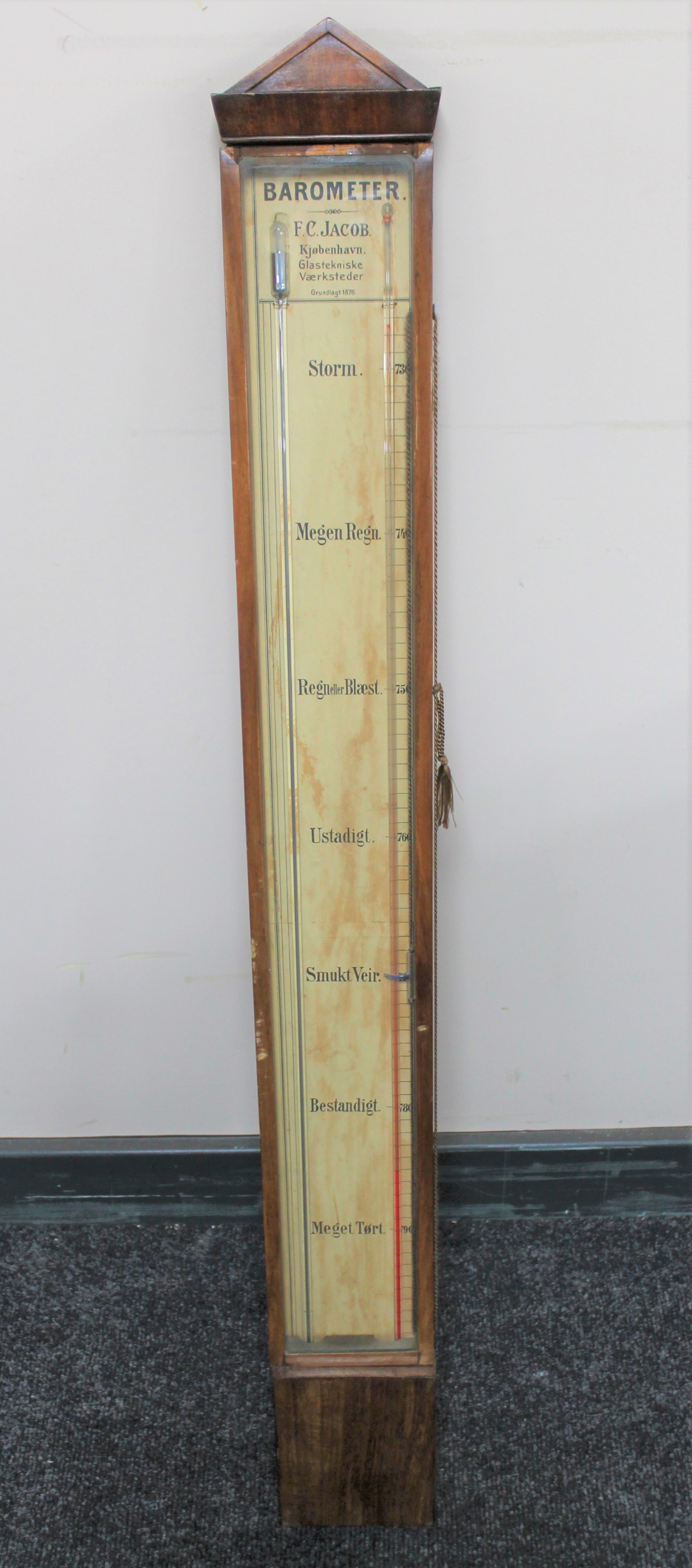 A continental mahogany cased stick barometer