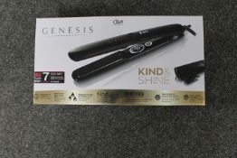 A boxed set of Genesis Diva hair straighteners