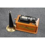 A Classic Edison home phonograph with horn