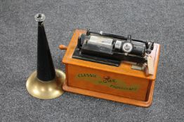 A Classic Edison home phonograph with horn