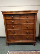 A Victorian mahogany chest of six drawers,