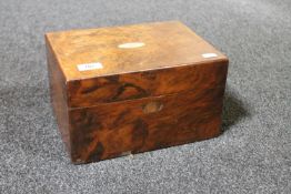 A Victorian walnut fitted work box