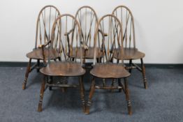Five Ercol elm spindle back dining chairs