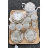 A tray of twenty-one piece Rosaline bone china tea service and a further floral pattern bone china