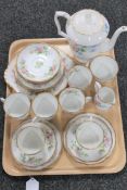 A tray of twenty-one piece Rosaline bone china tea service and a further floral pattern bone china