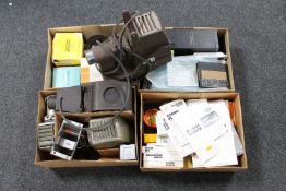 Four boxes of vintage projector's and accessories