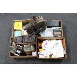 Four boxes of vintage projector's and accessories