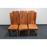 Six sheesham wood high backed dining chairs
