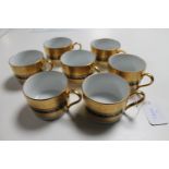 Seven Faberge Imperial Heritage gilded coffee cups
