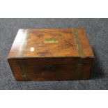 A Victorian walnut brass bound box