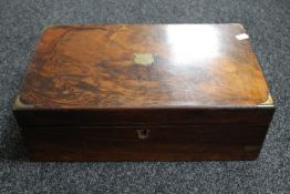 A Victorian walnut brass bound box