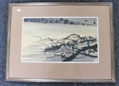 A framed James Williamson-Bell watercolour, In Flood,